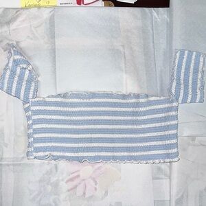 L.A. Hearts Blue Striped Bikini Top Size.Small